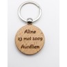 Porte-clés rond en bois gravé | Aga Personnalisation
