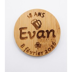 Décapsuleur rond en bois gravé | Aga Personnalisation