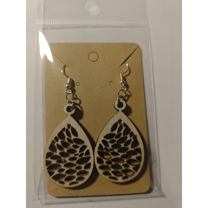 Boucles d'Oreilles Bois Découpe Laser | AgA personnalisation
