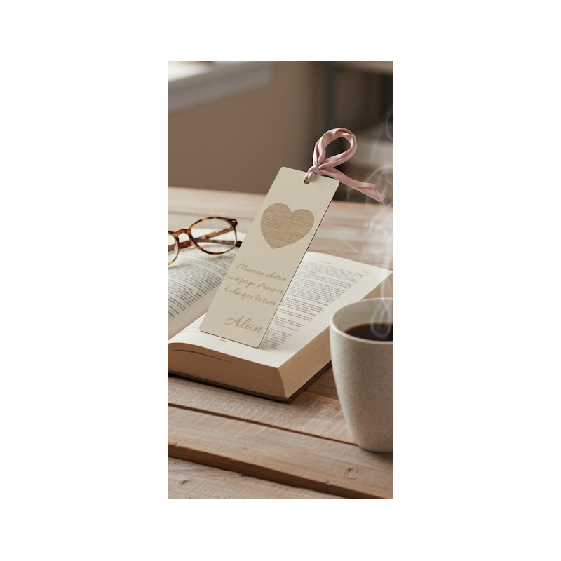 Cadeau Maman : Marque-page en Bois Personnalisé avec Gravure