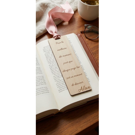 Cadeau Maman : Marque-page en Bois Personnalisé avec Gravure