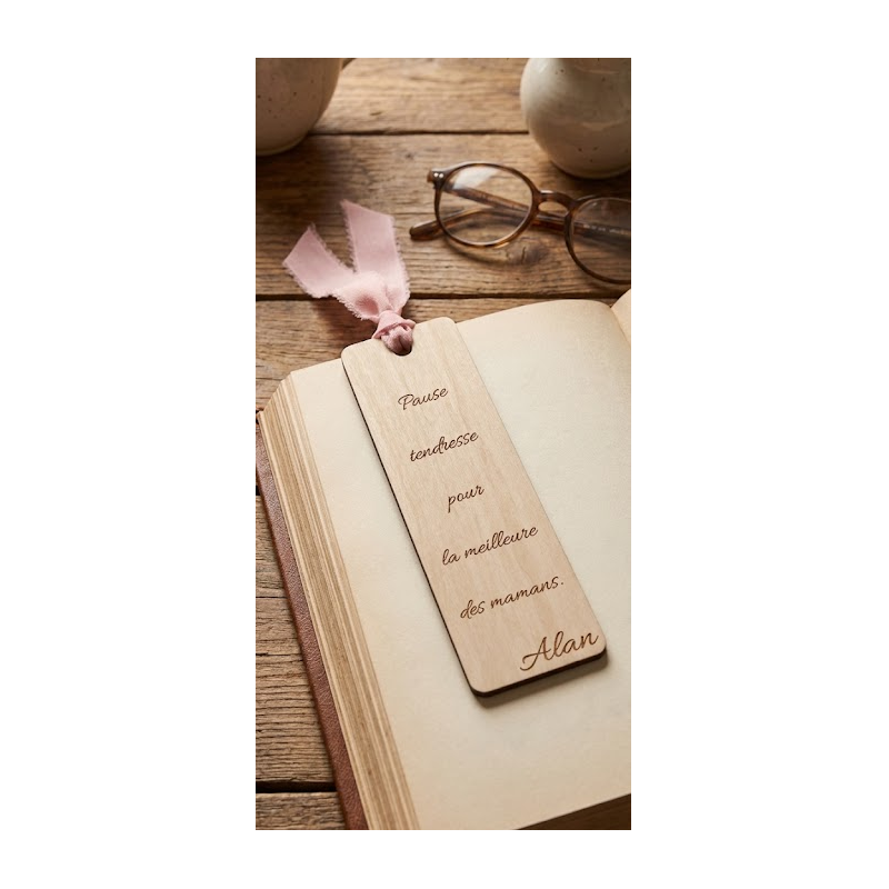Cadeau Maman : Marque-page en Bois Personnalisé avec Gravure