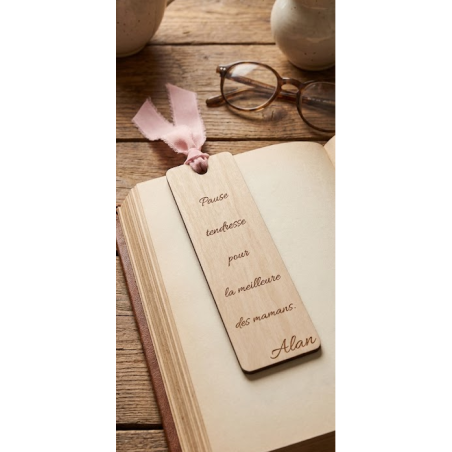 Cadeau Maman : Marque-page en Bois Personnalisé avec Gravure