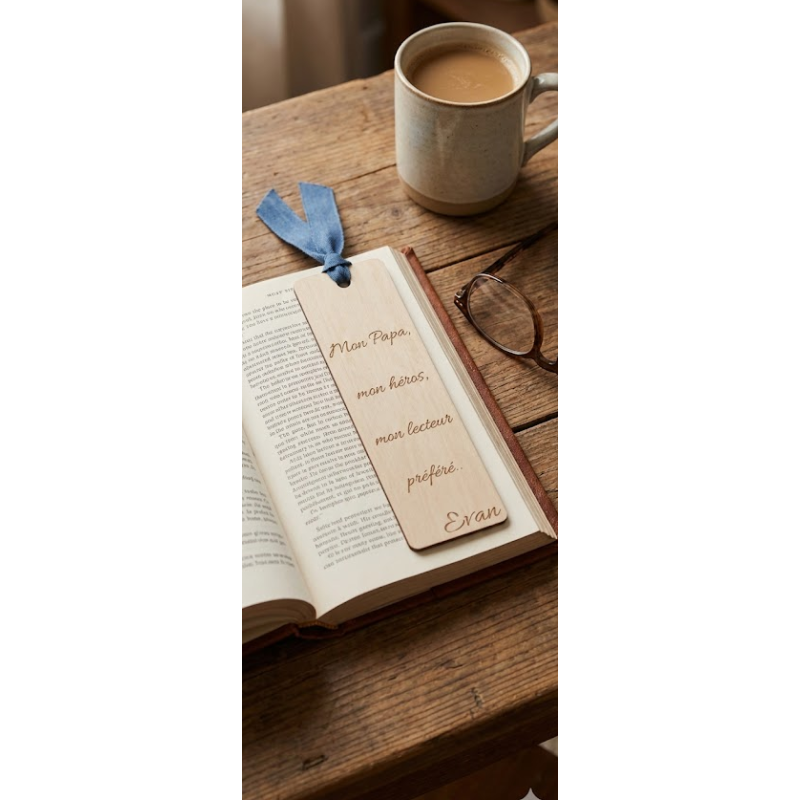 Cadeau Papa : Marque-page en Bois Personnalisé avec Gravure