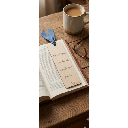Cadeau Papa : Marque-page en Bois Personnalisé avec Gravure