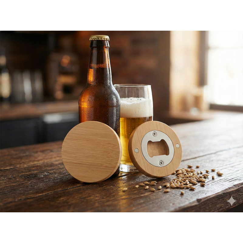 Décapsuleur rond en bois gravé | Aga Personnalisation